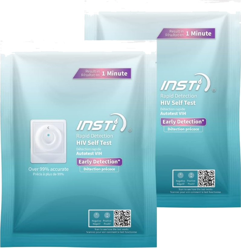 INSTI HIV Self Test — 2-pack, two sealed pouches (English)